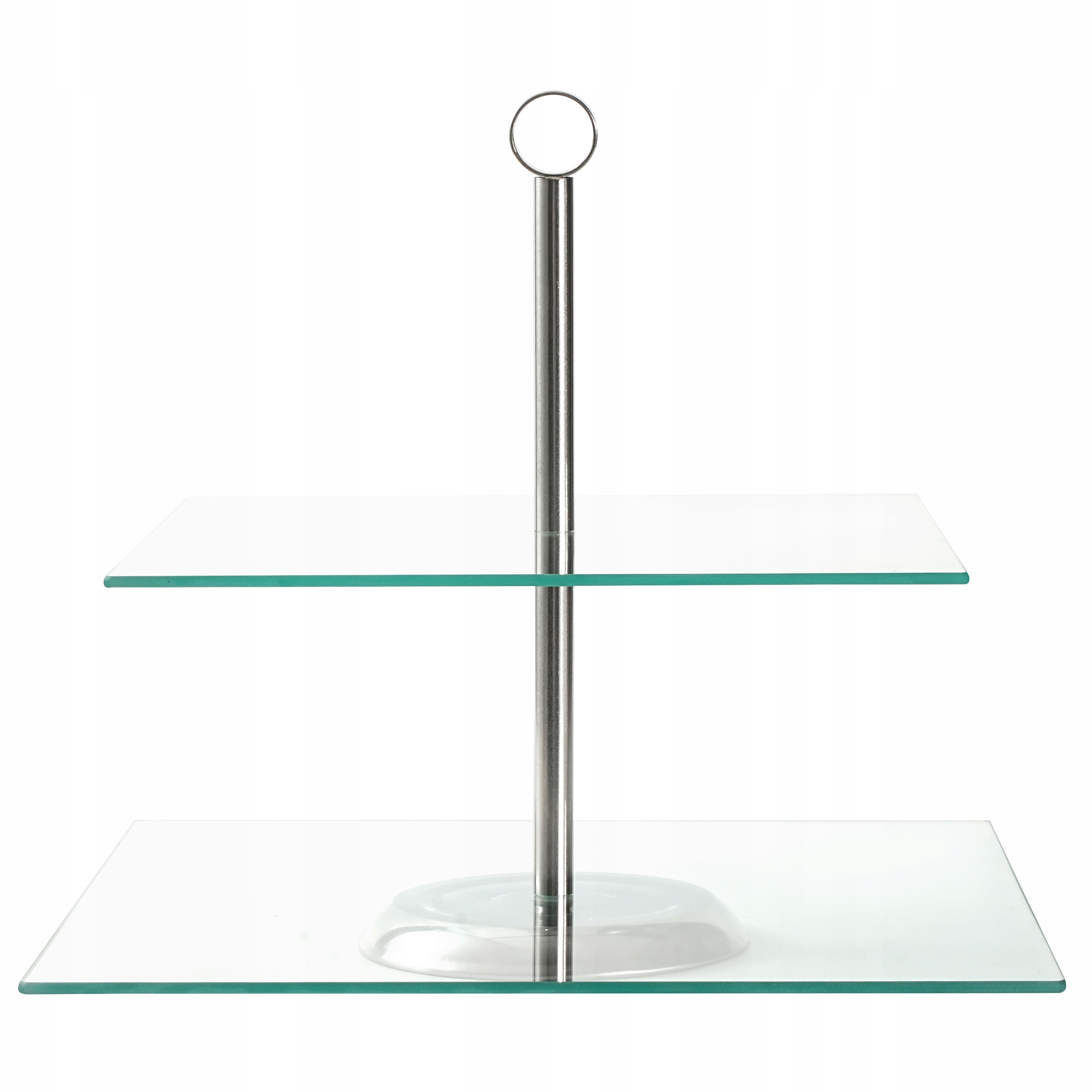 Suport etajat pentru tort si prajituri Kamille 9056, 2 niveluri, sticla si inox, 21 x 21 cm / 25 x 25 cm - imagine 8