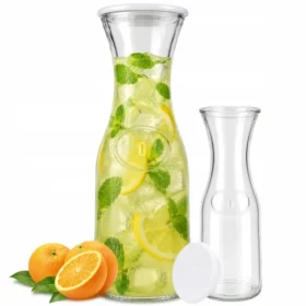Carafă din sticlă cu capac, 1 L, pentru apă și băuturi, Kamille - 9200