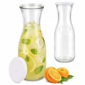 Carafă din sticlă cu capac, 580 ml, transparentă, Kamille - 9201