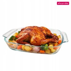 Vas termorezistent Kamille 3,8 L, tava pentru cuptor din sticla borosilicata, 38 x 25,4 x 6,5 cm - KM9157