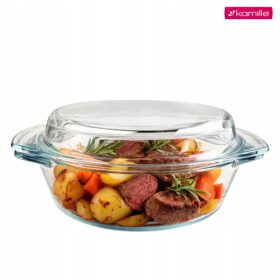 Vas termorezistent din sticla cu capac Kamille, 1.5 L – KM9162