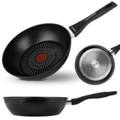 Tigaie adâncă antiaderentă 24 cm pentru inducție și gaz, aluminiu forjat, Kamille - KM4681