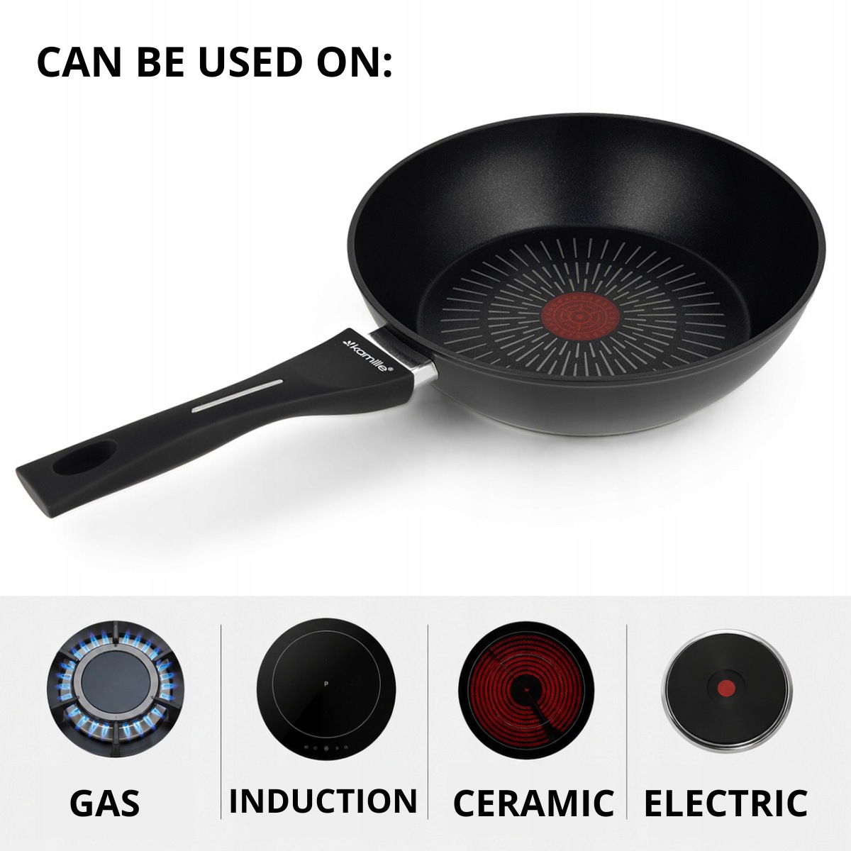 Tigaie adâncă antiaderentă 24 cm pentru inducție și gaz, aluminiu forjat, Kamille - KM4681 - imagine 6