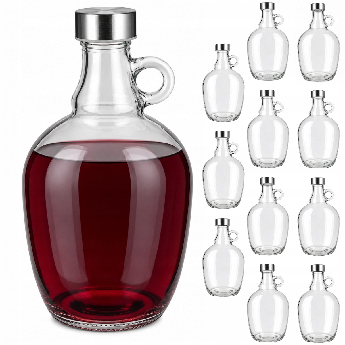 Damigeană din sticlă 1,5 L, carafă pentru lichioruri cu dop de plută, Kamille - 9205 - imagine 4