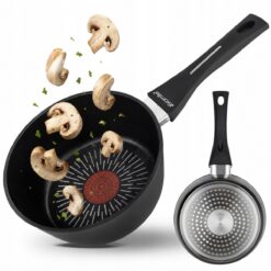 Cratiță antiaderentă din aluminiu, 1,2 L, 16 cm, fără capac, pentru inducție, Kamille - 4670