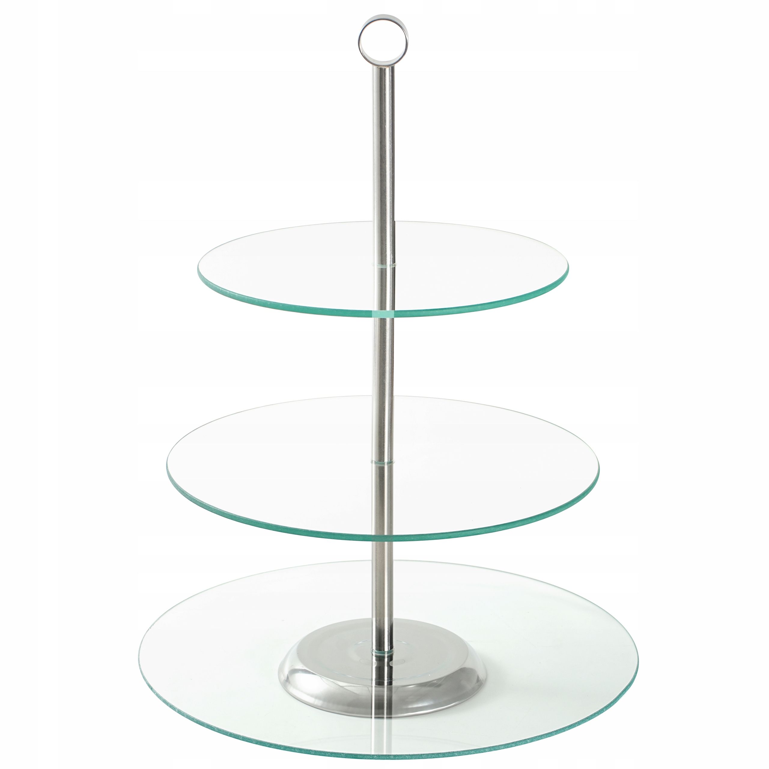 Suport pentru tort și deserturi cu 3 niveluri, sticlă, 21/25/30 cm, Kamille 9053 - imagine 6