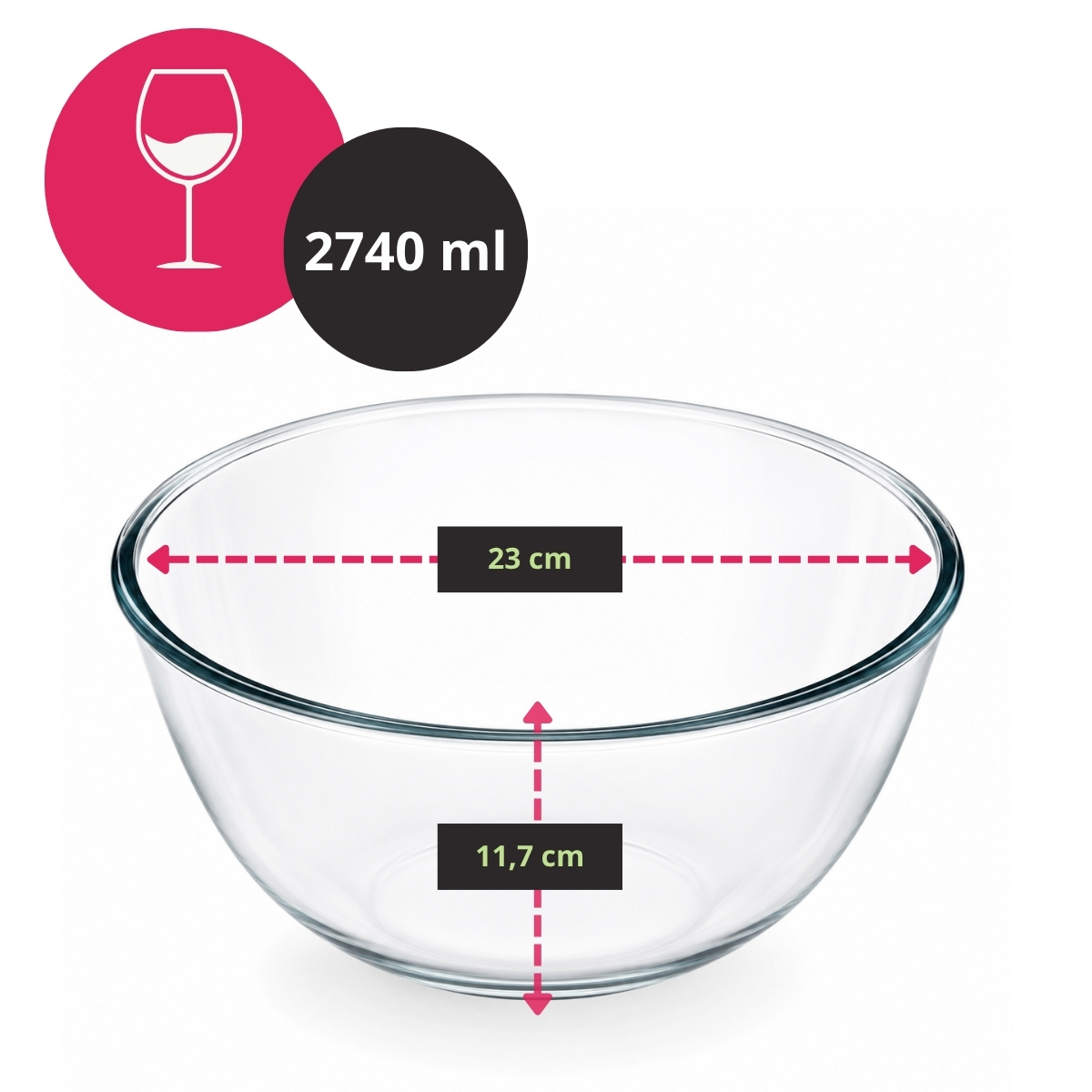 Bol din sticla Kamille 9185, 2.74 L, pentru preparare si servire - imagine 6