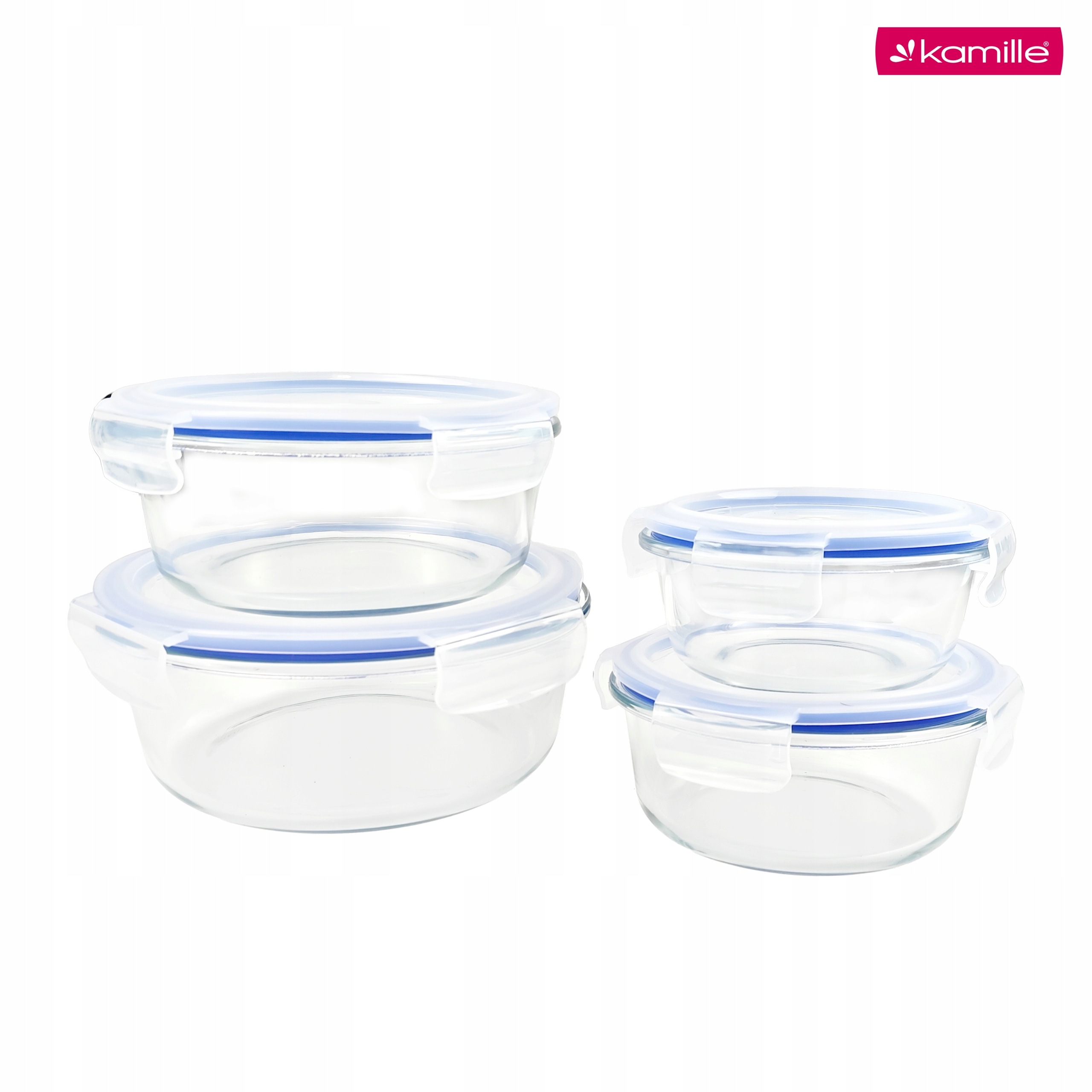 Set 4 recipiente alimentare din sticla borosilicata, cu capace ermetice, 370/635/930/1400 ml, Kamille - KM9116 - imagine 7
